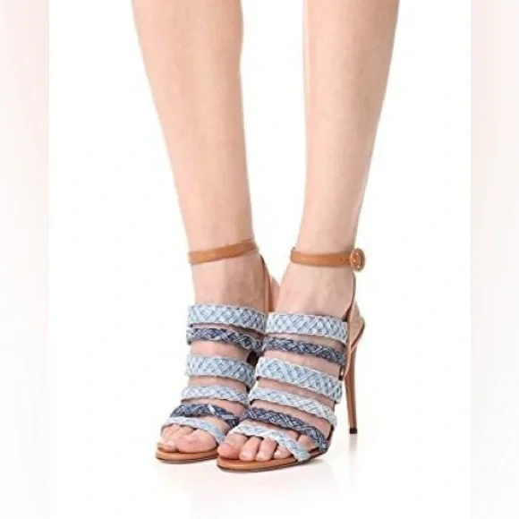 Aquazzura Braided Denim Tyra Heels - Picture 8 of 9